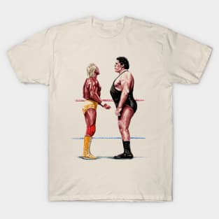 Andre the Giant vs Hulk Hogan - Crayon Texture T-Shirt